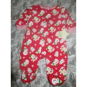NWT Nursery Rhyme red snowman Christmas footed romper baby girl or boy 0-3 m
